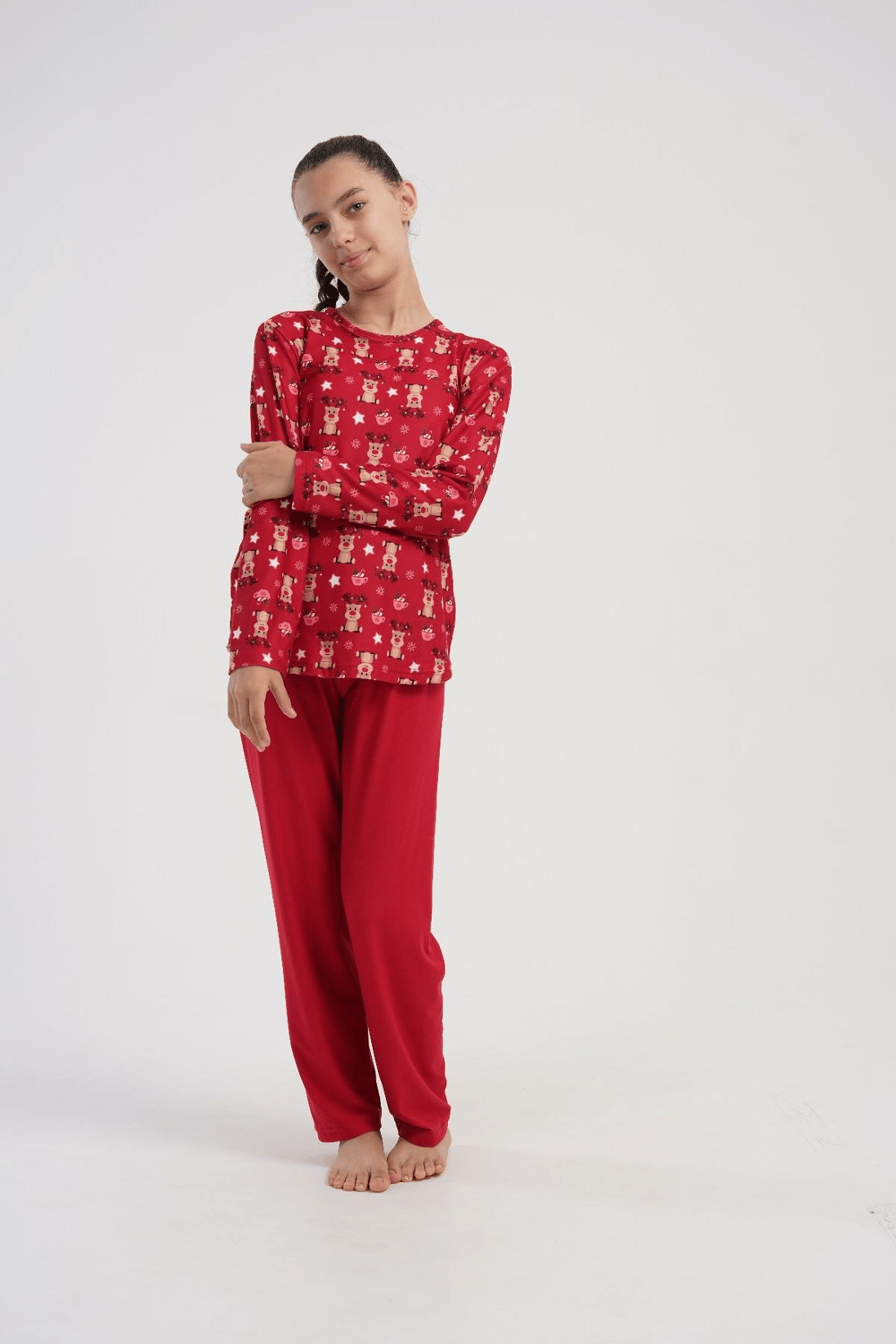 Kız Çocuk Kırmızı Marla Pijama Altı