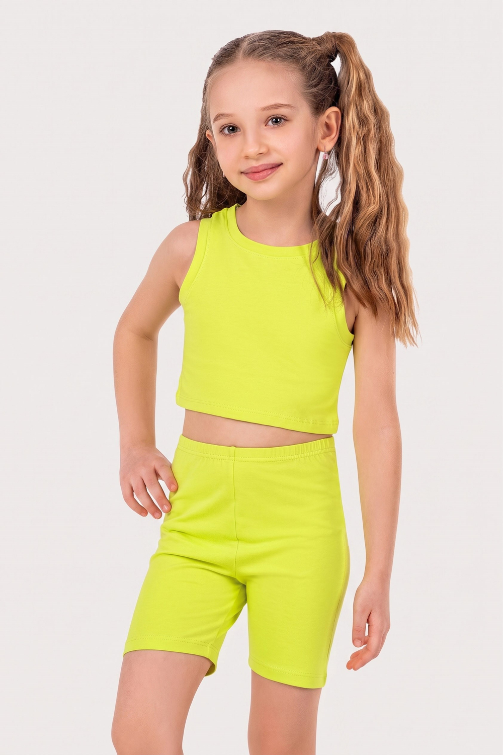 Kız Çocuk Neon Yeşil Halter Yaka Atlet