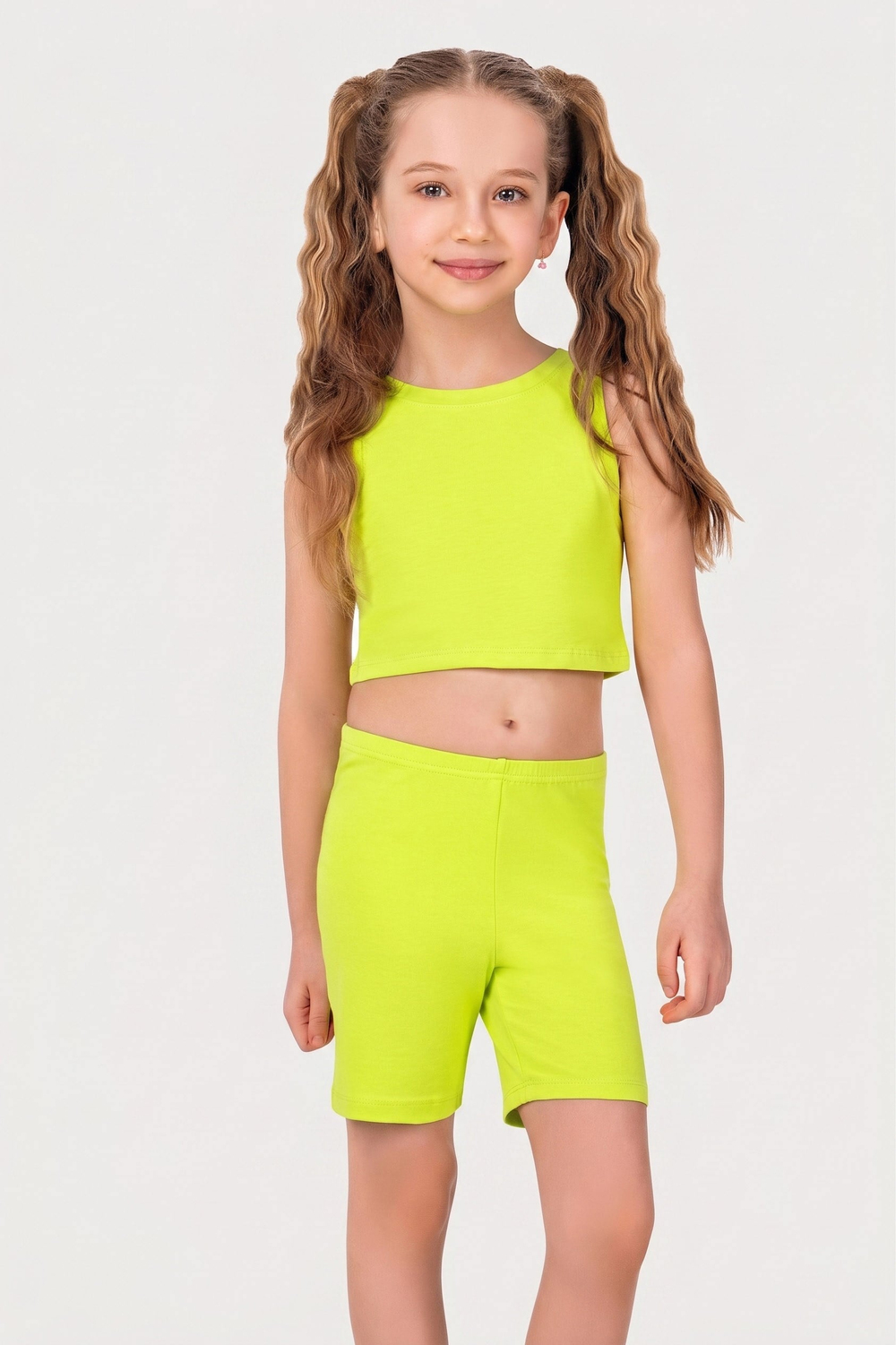 Kız Çocuk Neon Yeşil Halter Yaka Atlet