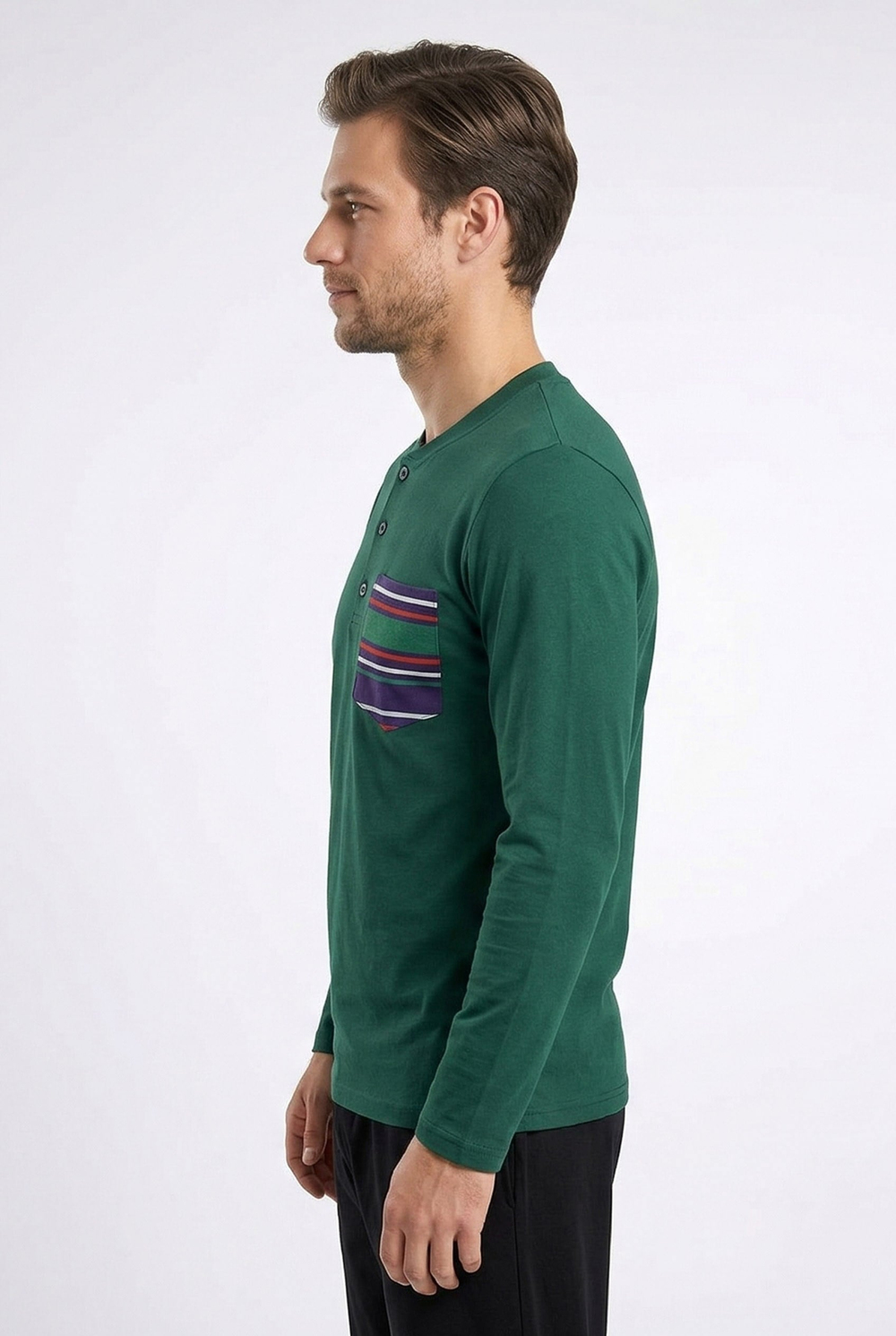 Erkek Haki Patlı Pijama Üstü