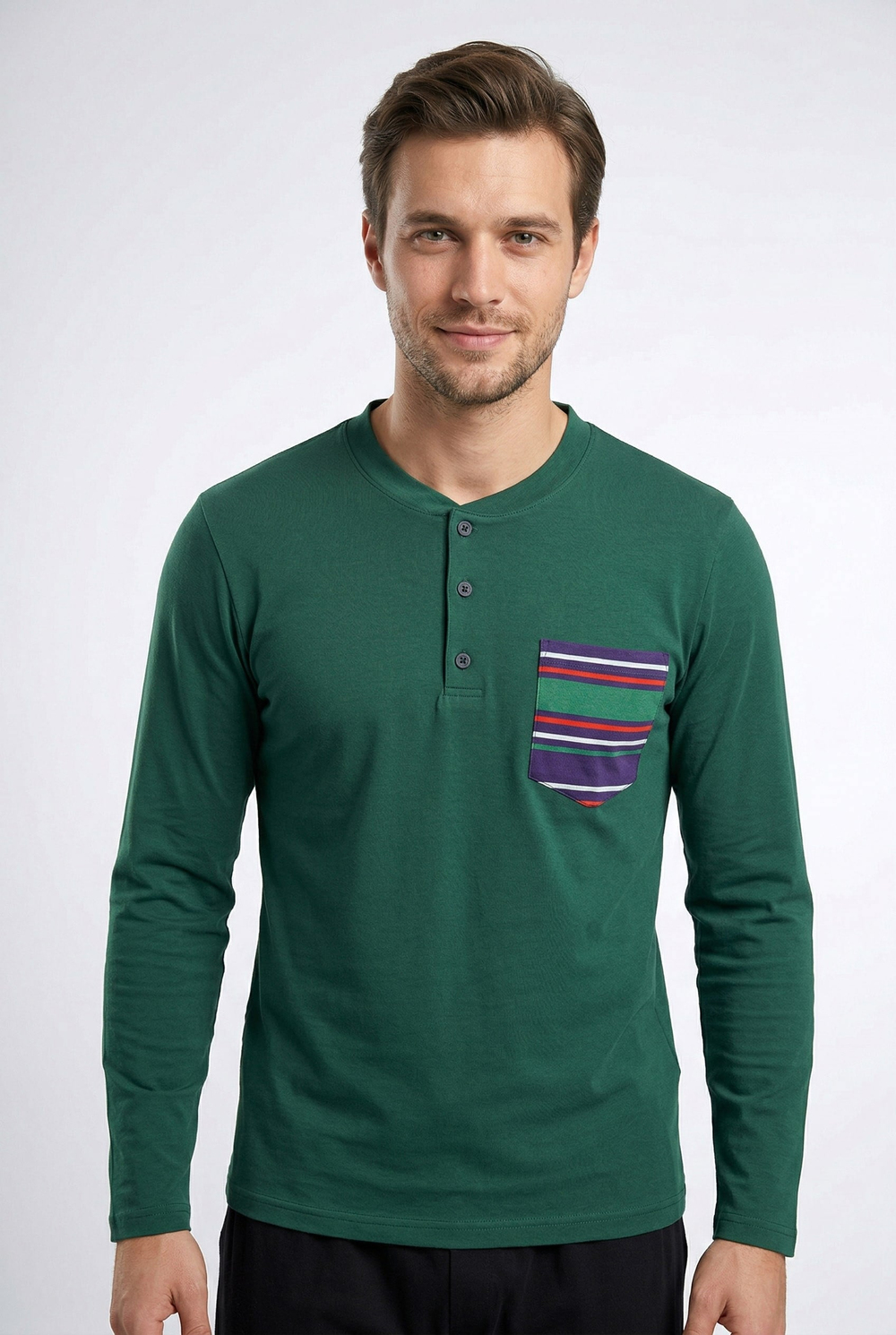 Erkek Haki Patlı Pijama Üstü