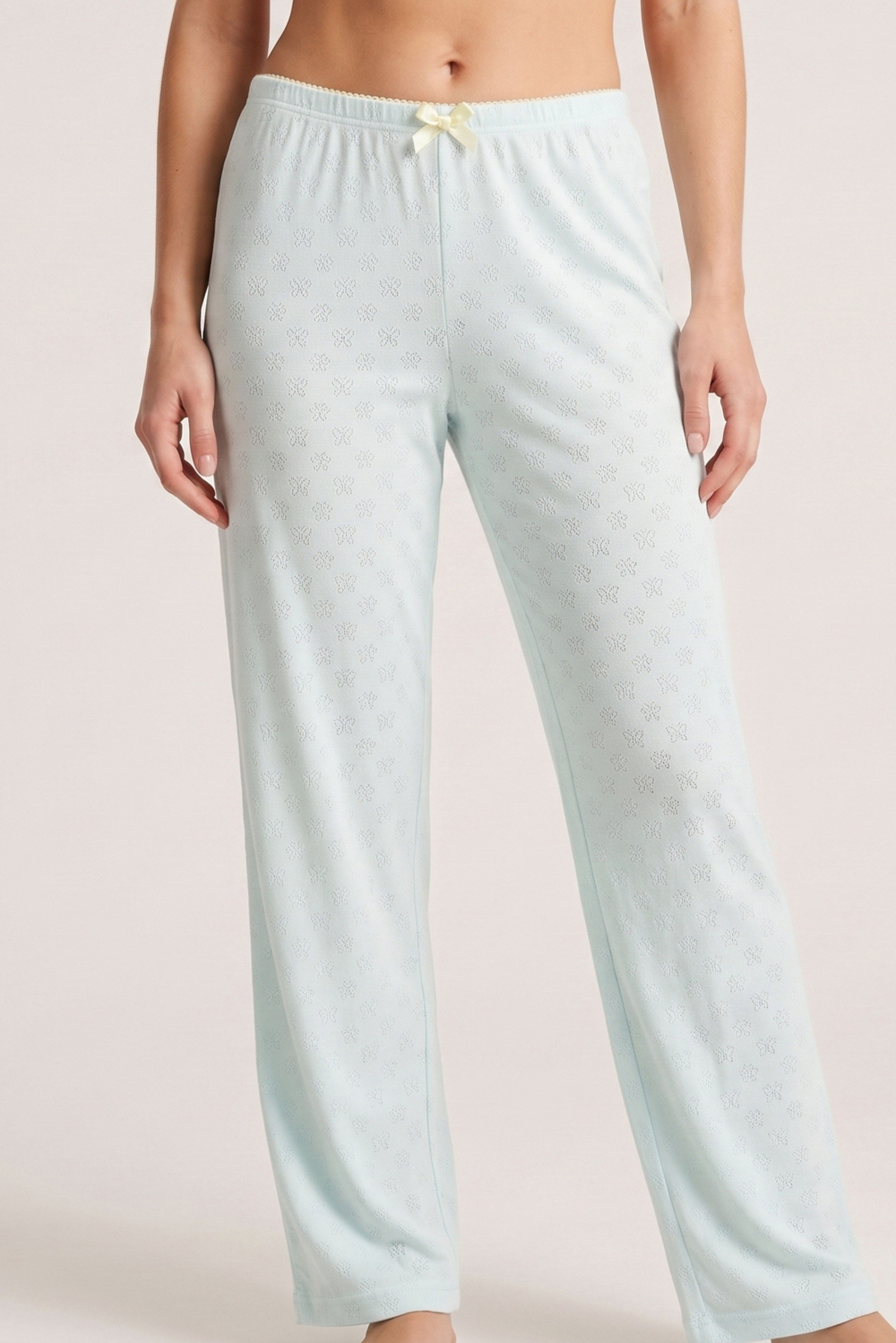 Kadın Mavi Ribana Pijama Altı