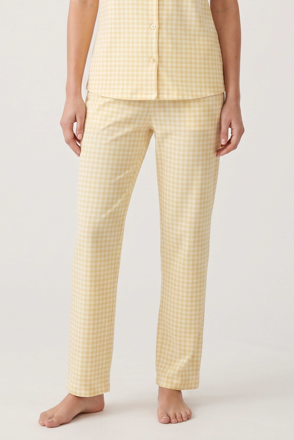 Kadın Sarı Ekose Pijama Altı