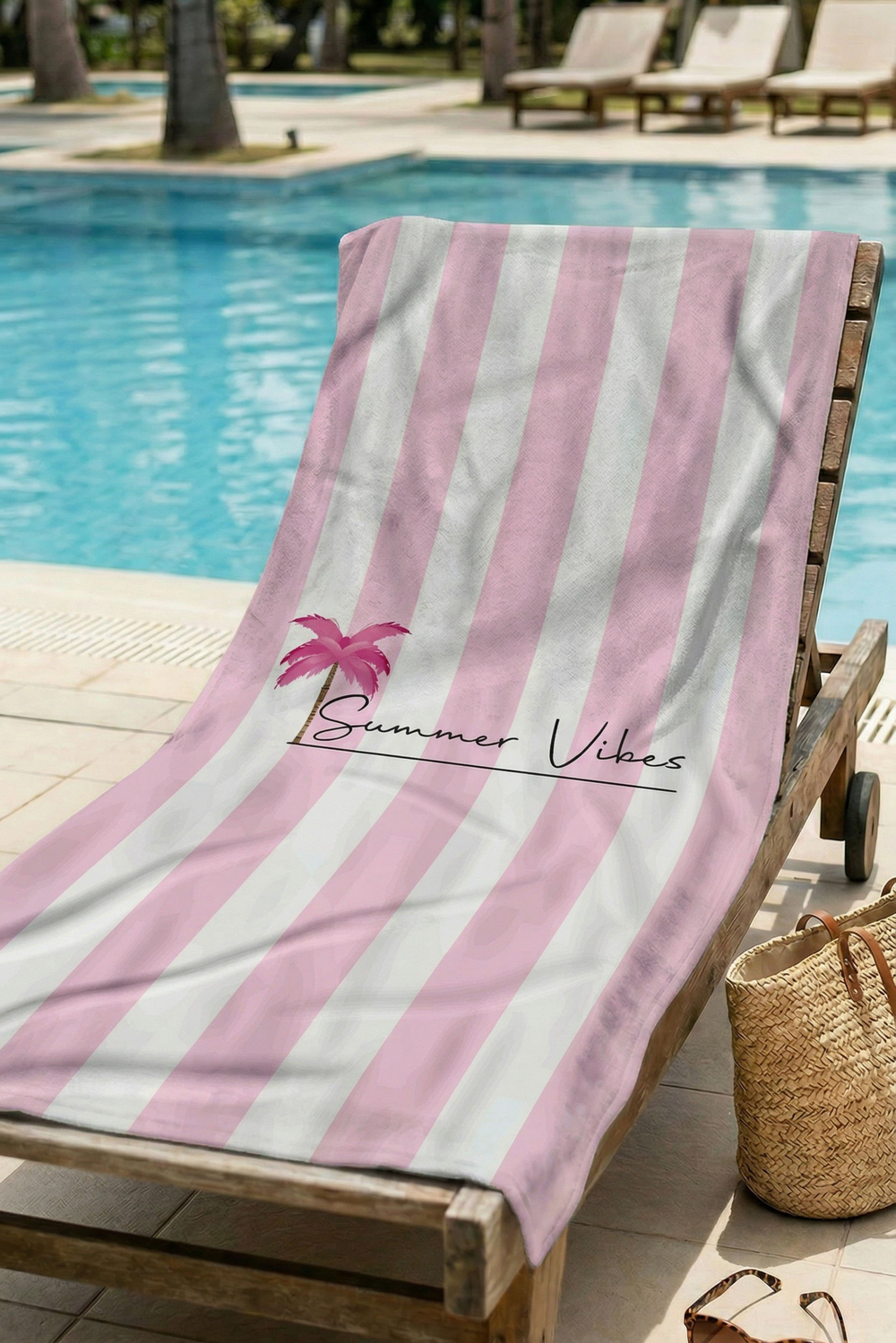 Kadın Pembe Summer Vibes Plaj Havlusu