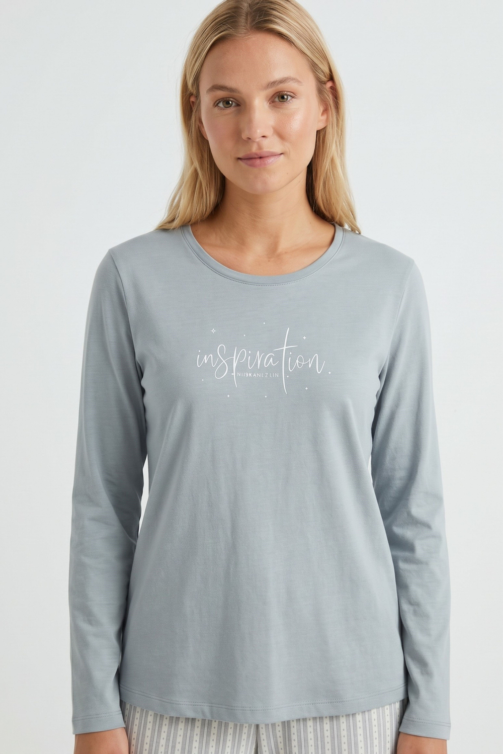 Kadın Soft Yeşil Uzun Kol Pijama Üstü