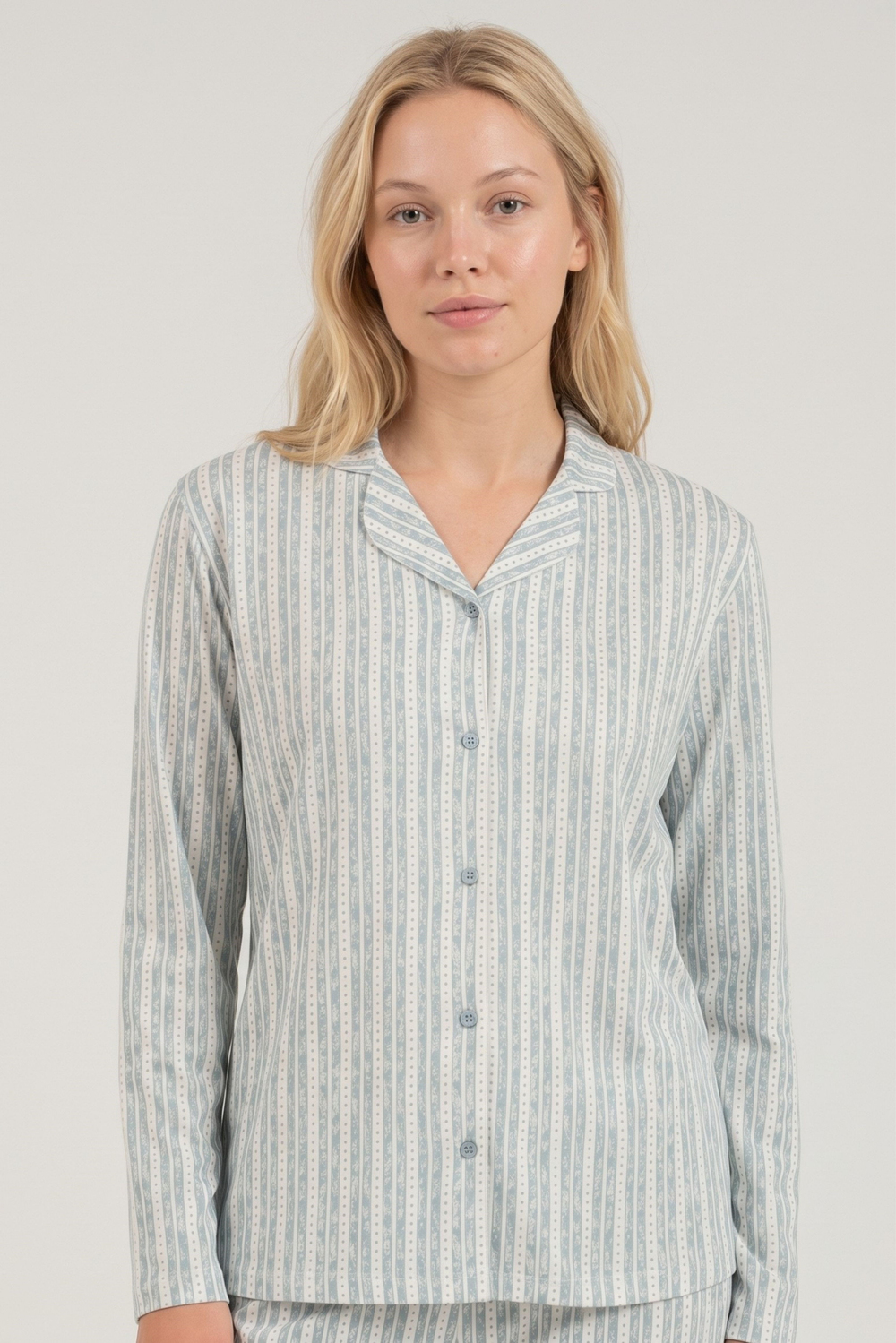 Kadın Soft Yeşil Uzun Kol Pijama Üstü