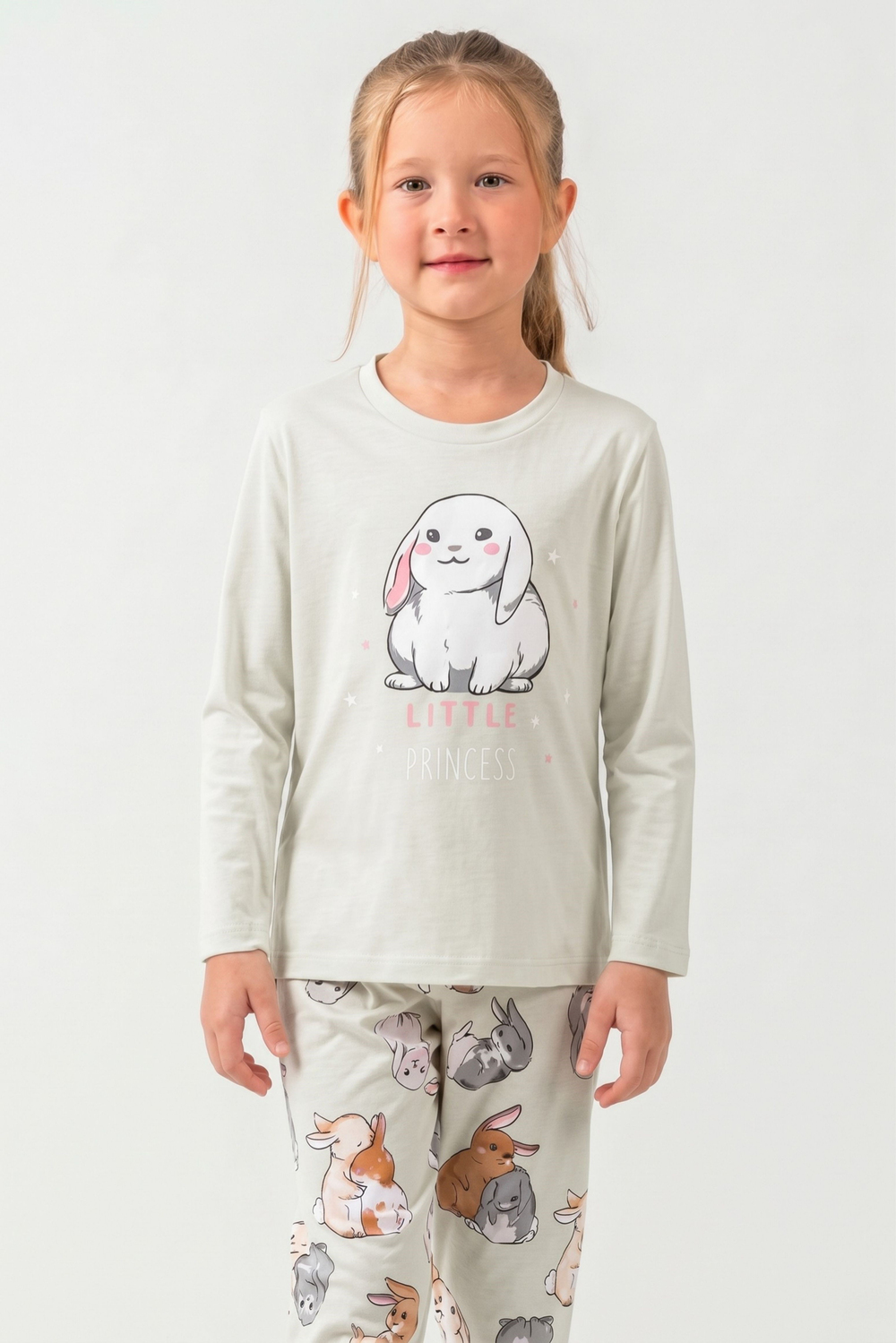 Kız Çocuk Soft Yeşil Garson Pijama Üstü