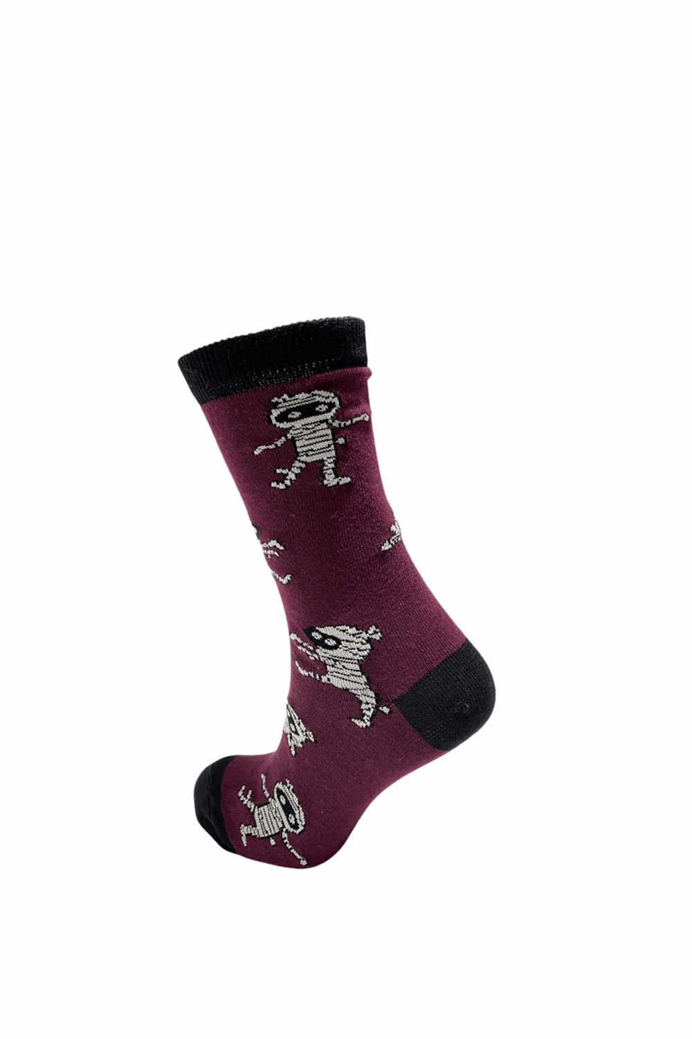 Unisex Bordo Robot Desen 5li Çorap
