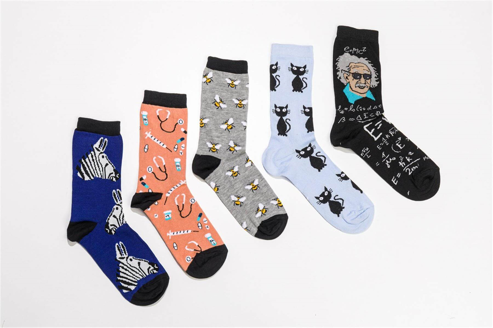 Unisex Einstain Desen 5li Çorap
