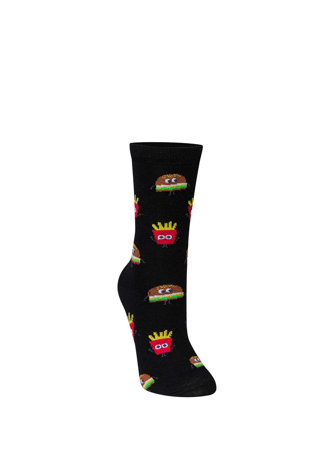 Unisex Hamburger Desen 5li Çorap