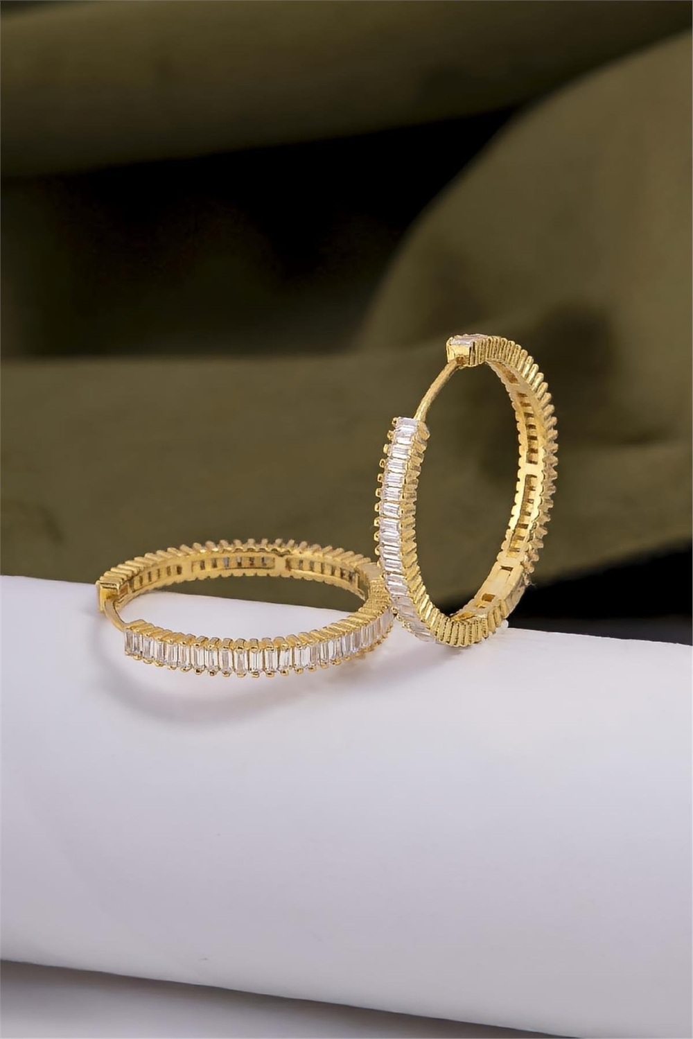 925 Ayar Gümüş Altın Kaplama Baget Küpe