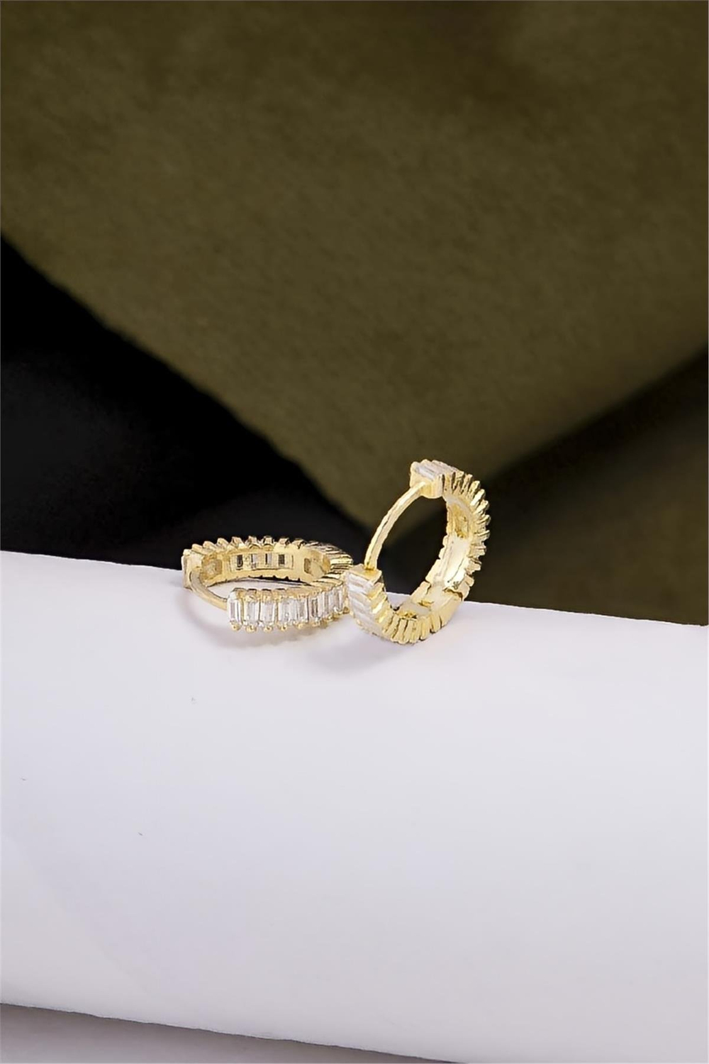 925 Ayar Gümüş Altın Kaplama Küçük Boy Baget Küpe