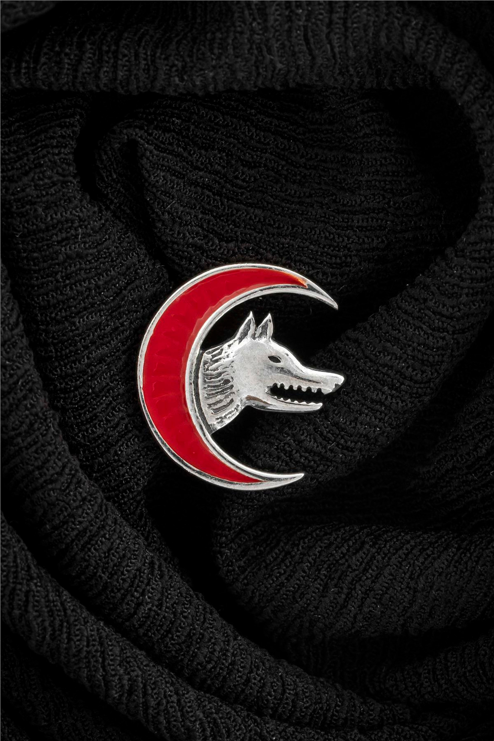 925 Ayar Gümüş Ay Motifli Bozkurt Rozet