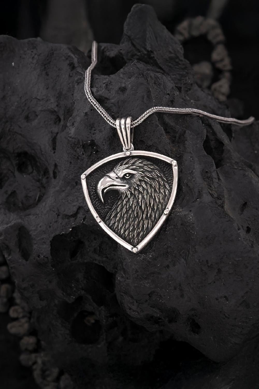 925 Ayar Gümüş Karartmalı Kartal Erkek Kolye