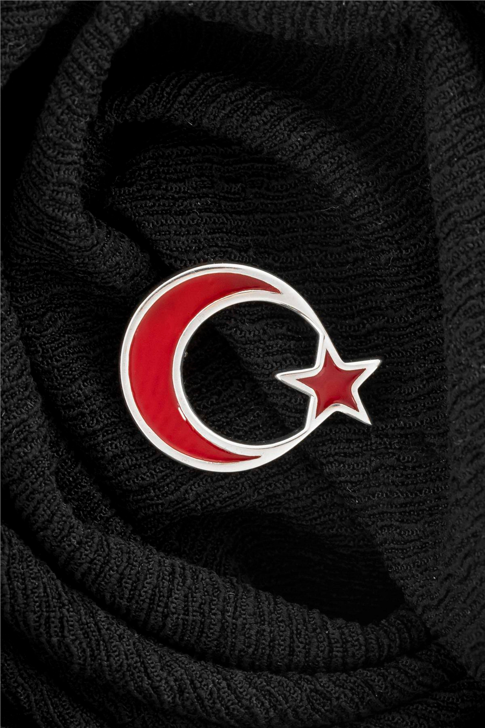 925 Ayar Gümüş Mineli Türk Bayrağı Rozet