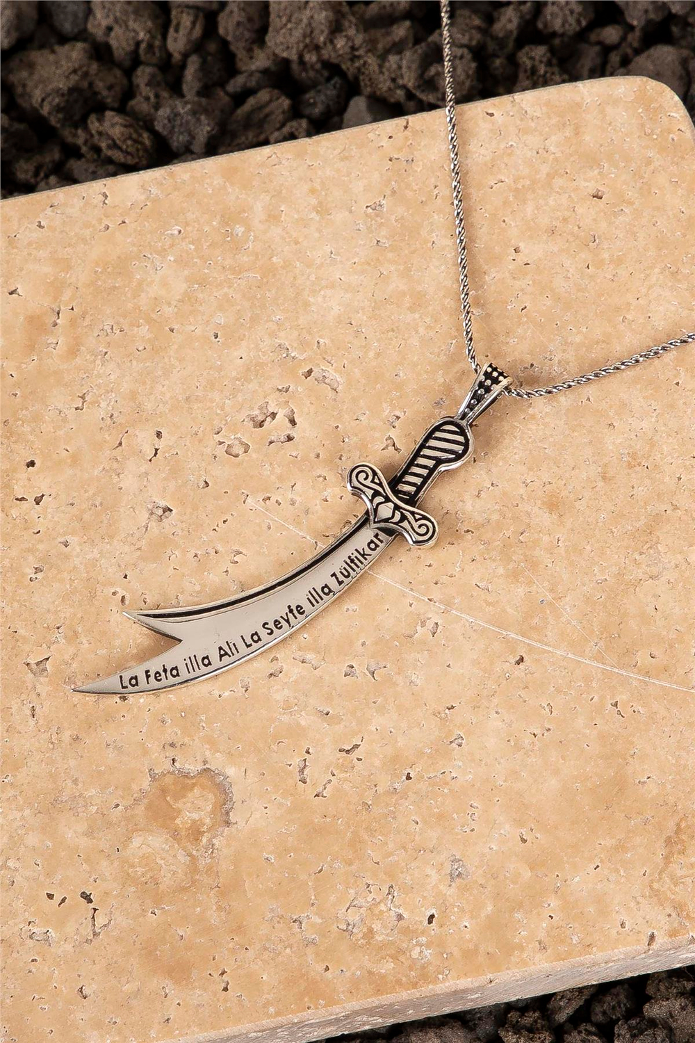 925 Ayar Gümüş Zülfikar Kılıcı Erkek Kolye