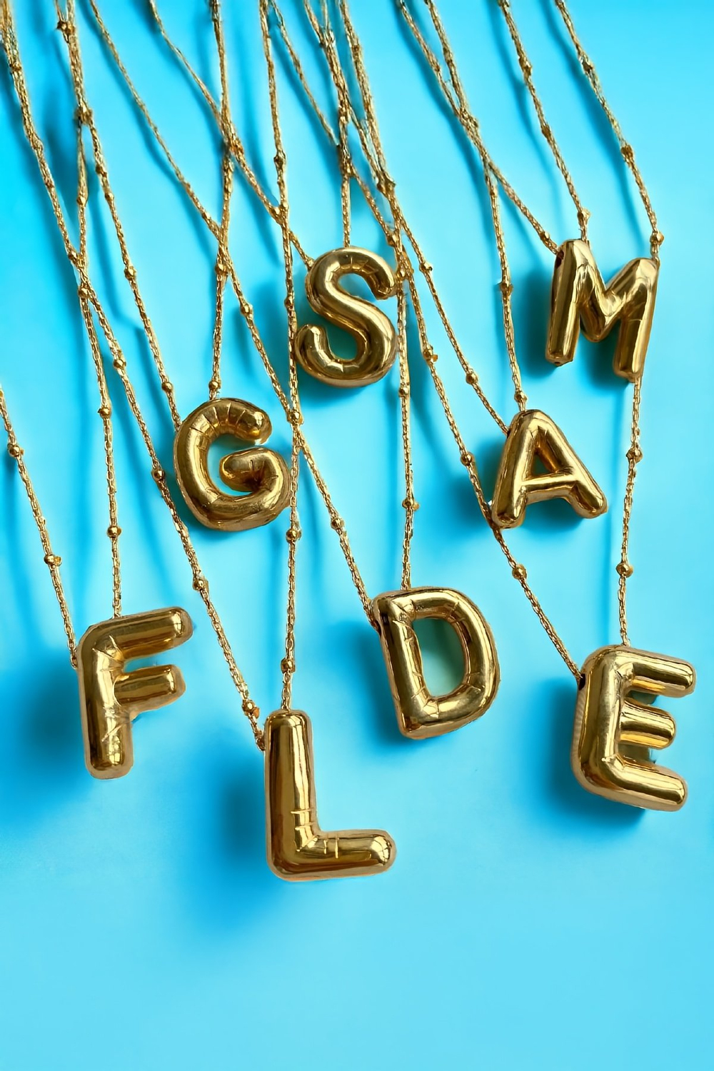 Altın Kaplama 925 Ayar Gümüş Harf Bayan Balon Kolye