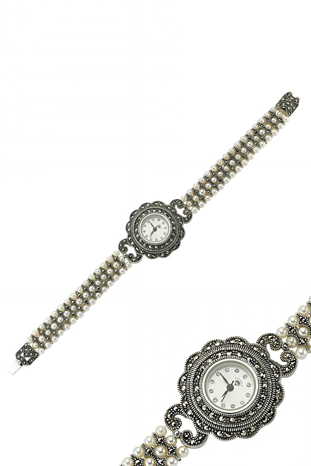 Gümüş Markazit Taşlı Bayan Saat