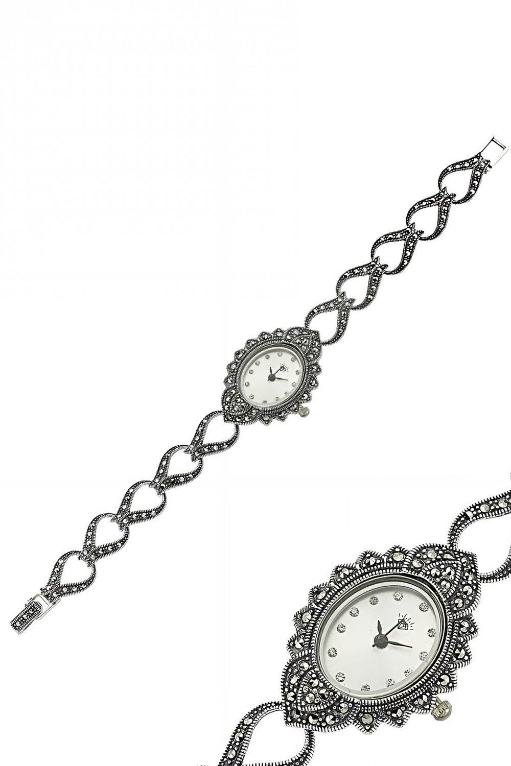 Gümüş Markazit Taşlı Bayan Saat