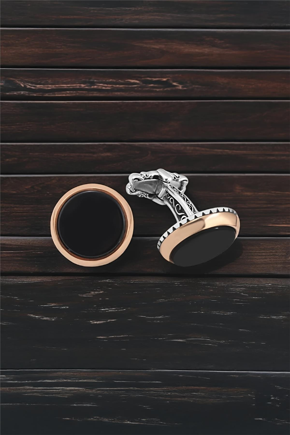 Gümüş Siyah Onix Taşlı Kol Düğmesi