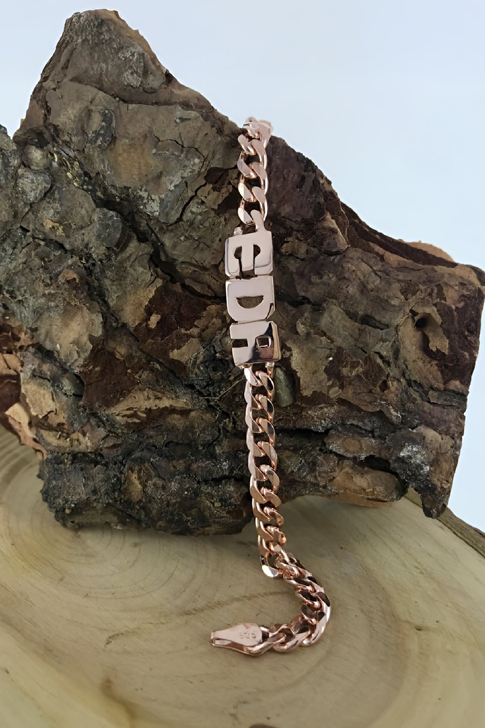 Kişiye Özel İsimli Rose Gümüş Bayan Bileklik