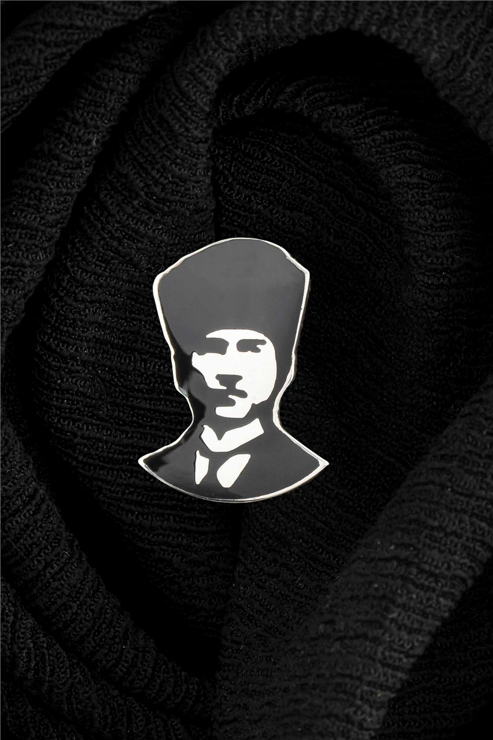 Mineli Atatürk Silüeti Gümüş Rozet