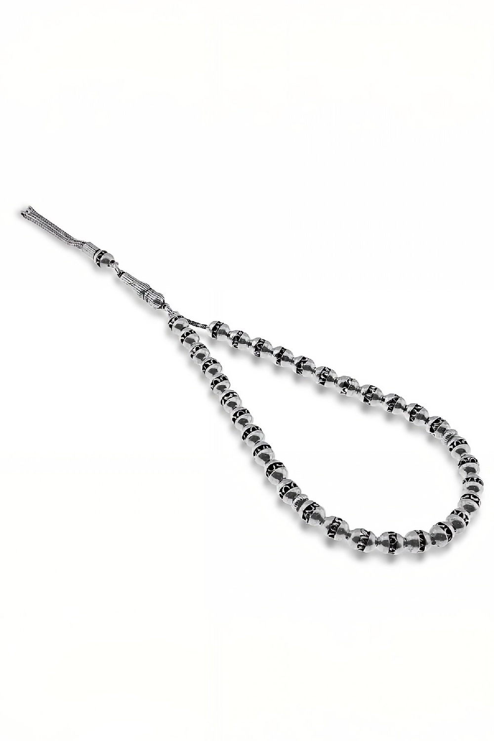 Oksitli Oval Gümüş Tesbih