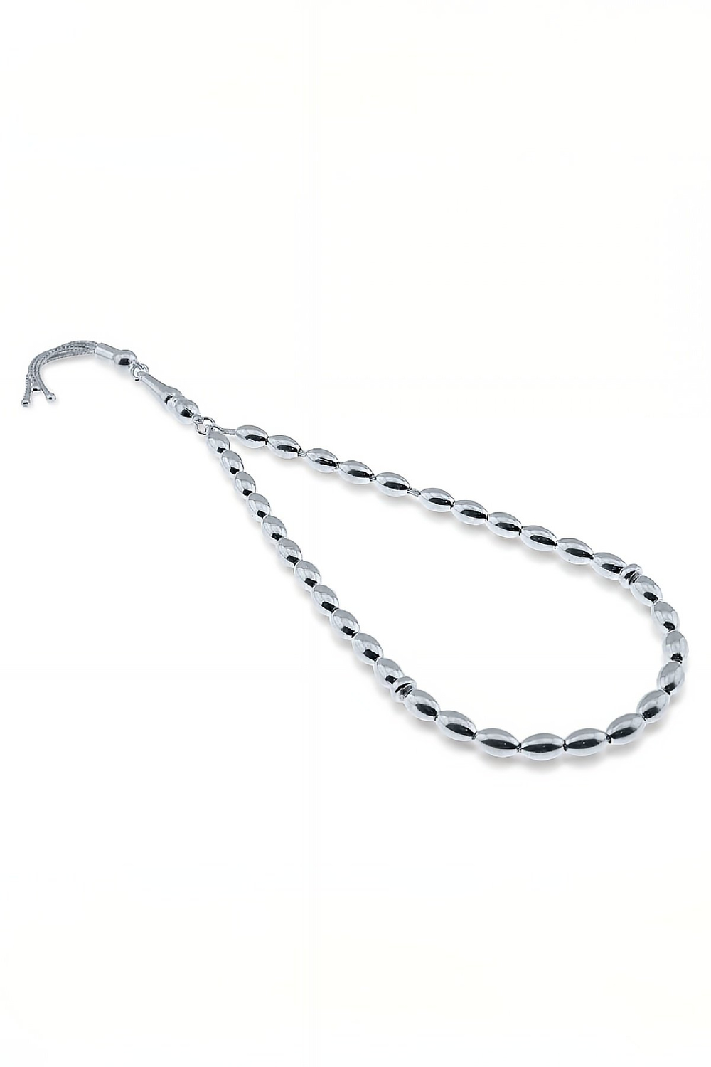 Oval Düz Gümüş Tesbih