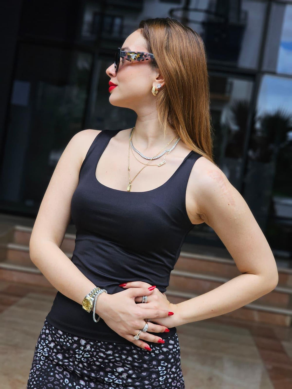 FELİX13969 Kare Yaka Sandy Siyah Atlet Bluz