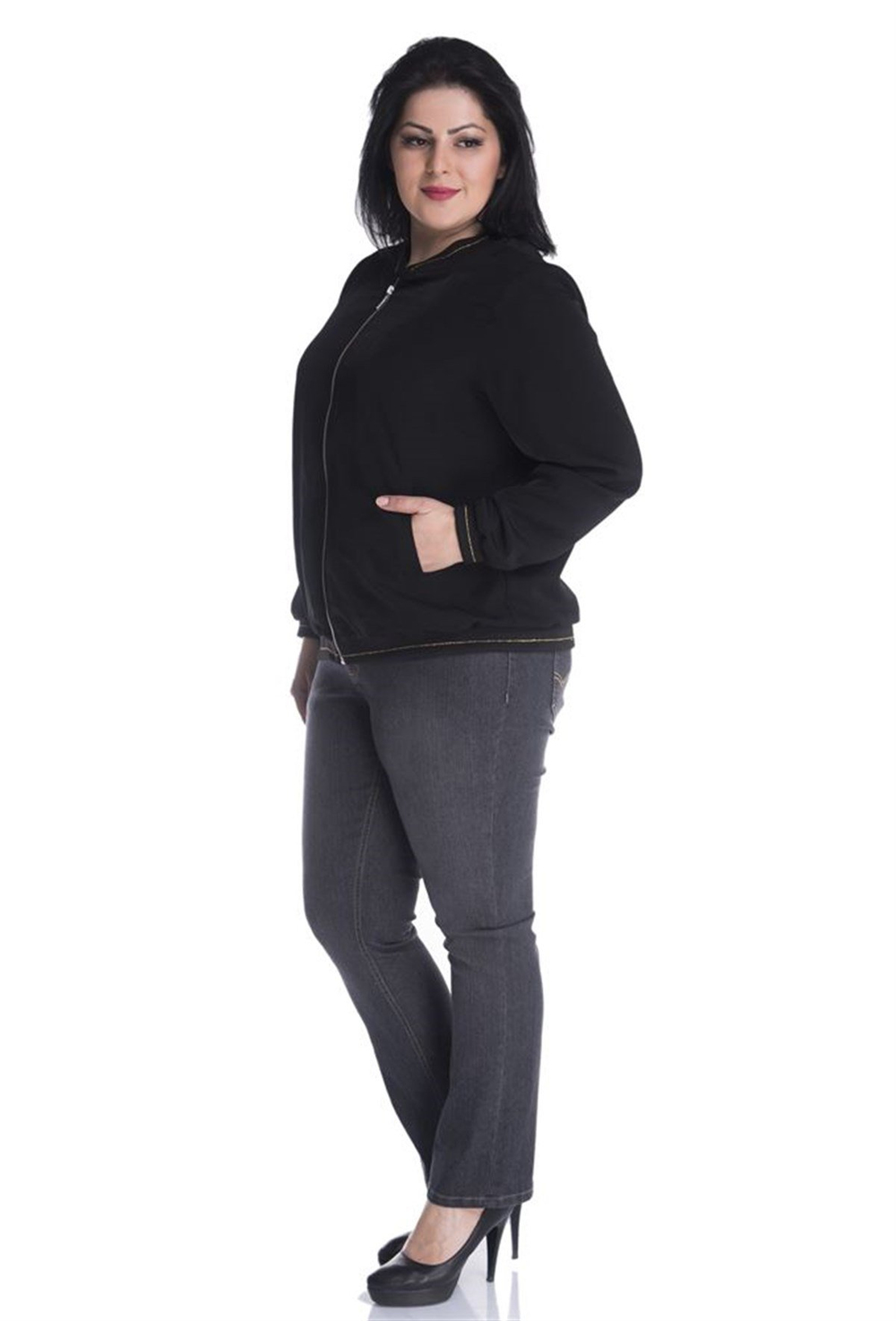 Arka Cepleri Nakışlı 5 Cep Denim Pantolon MYLINE13405-m