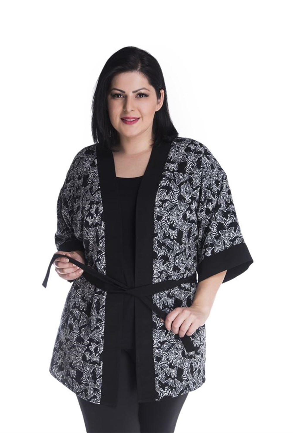 Desenli Kimono CeketMYLINE13291-m