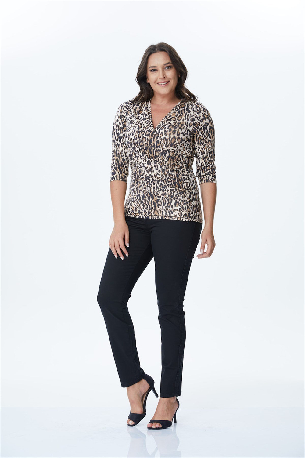 Leopar Desenli Anvelop Örme BluzMYLINE34114