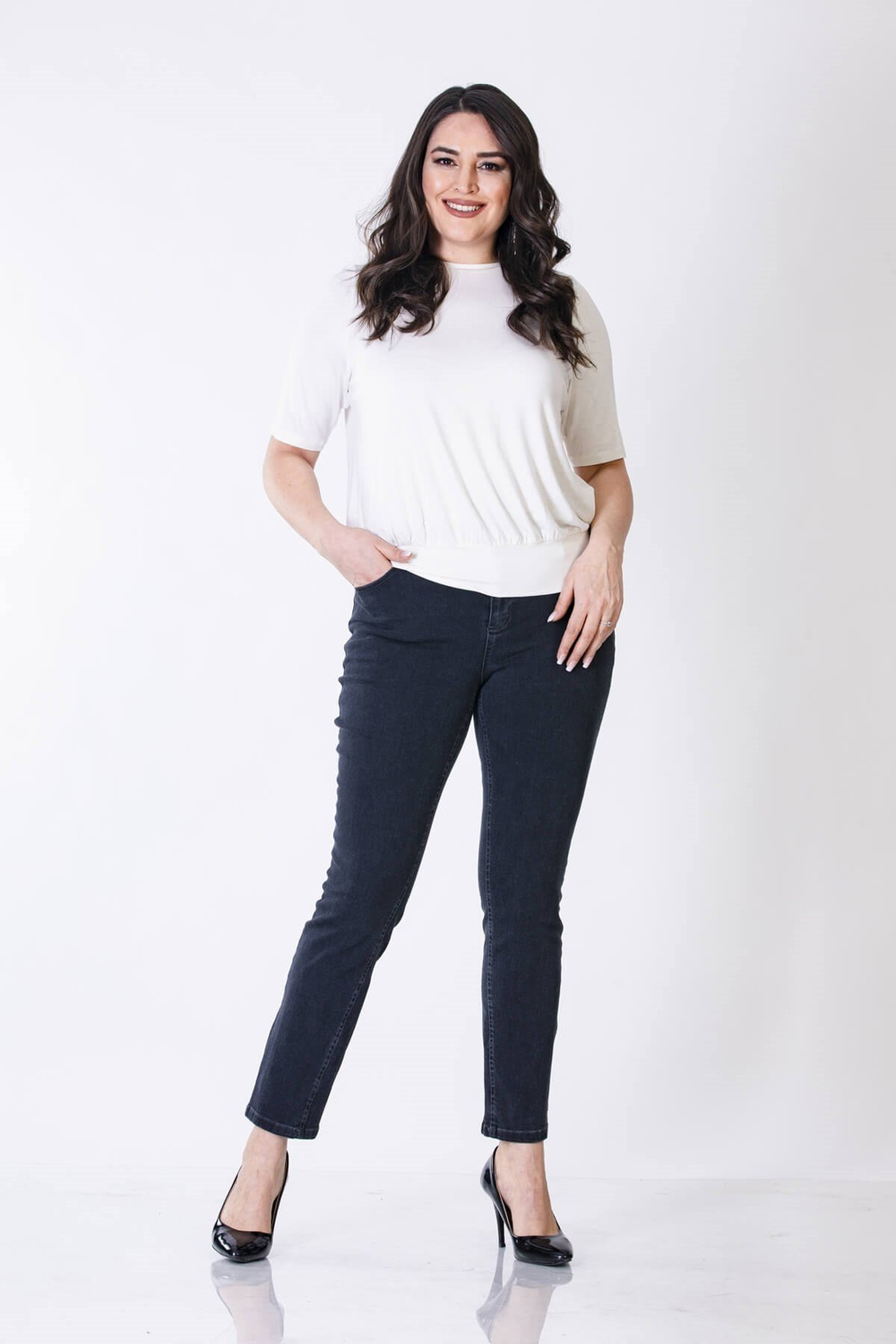 Myline-5 Cep Denim Pantolon-Büyük Beden Pantolon-56101