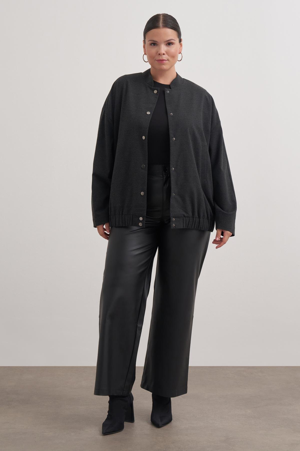 Myline-Astarlı Cep Detaylı Bomber Ceket-Büyük Beden Ceket-149601