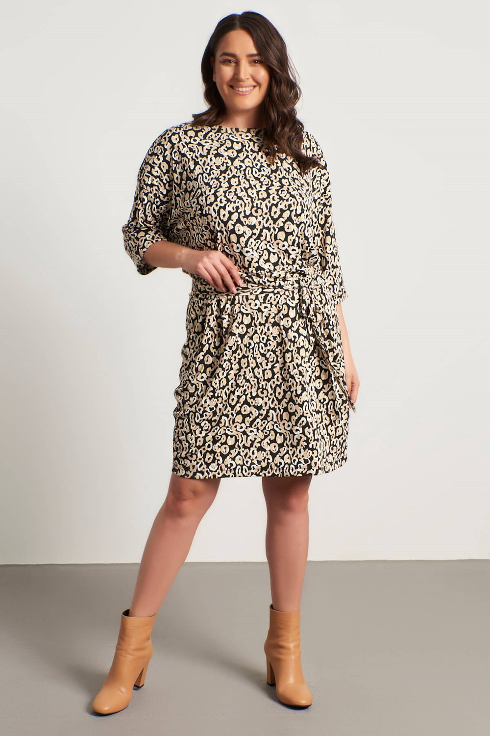 Myline-Bağlama Detaylı Elbise-Büyük Beden Günlük Elbiseler-56054