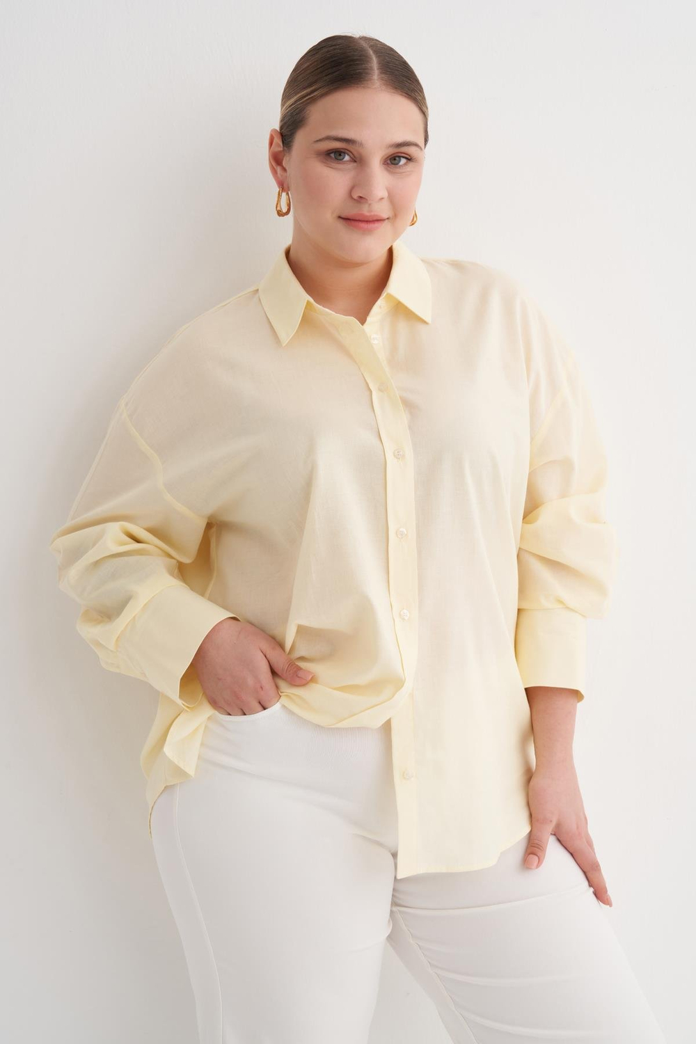 Myline-Basic Pamuk Gömlek-Büyük Beden Gömlek-149885