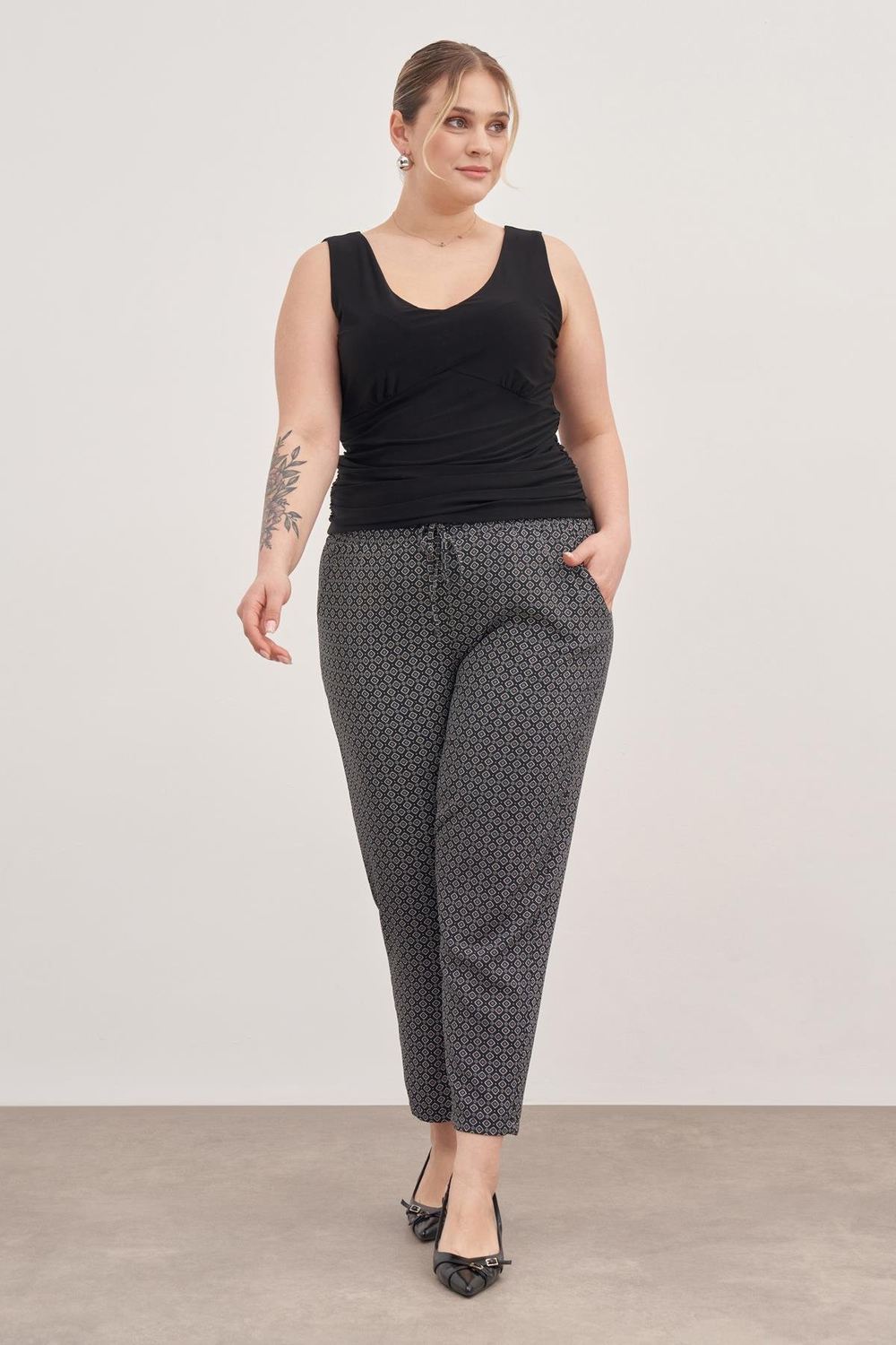 Myline-Beli Lastikli Yazlık Pantolon-Büyük Beden Pantolon-128669