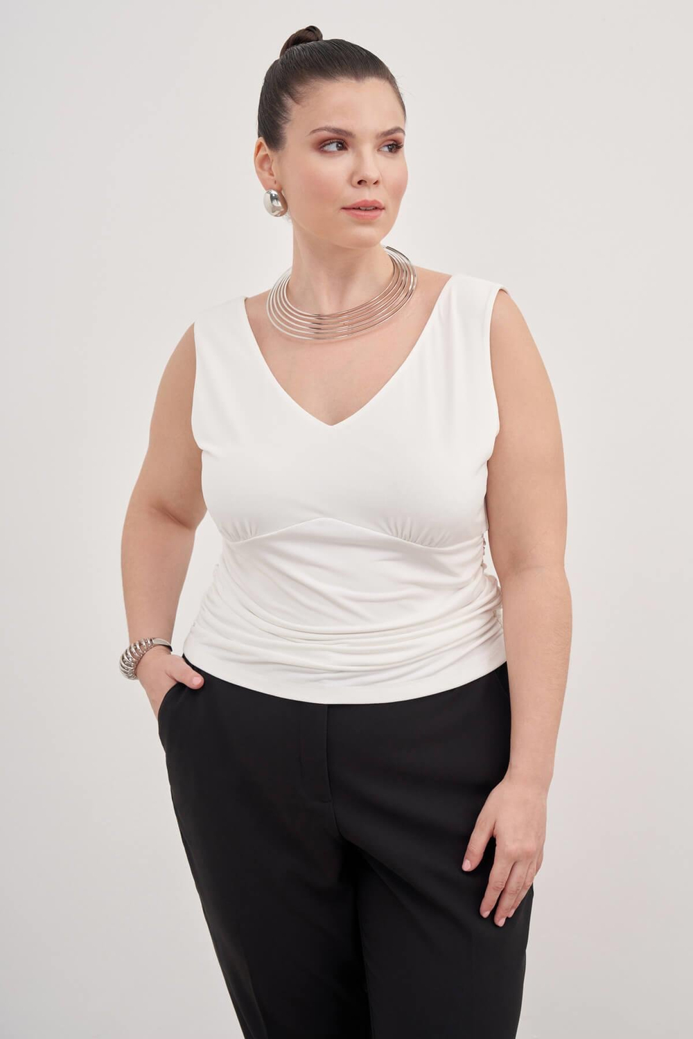 Myline-Drape Detaylı Bluz-Büyük Beden Bluz-129042