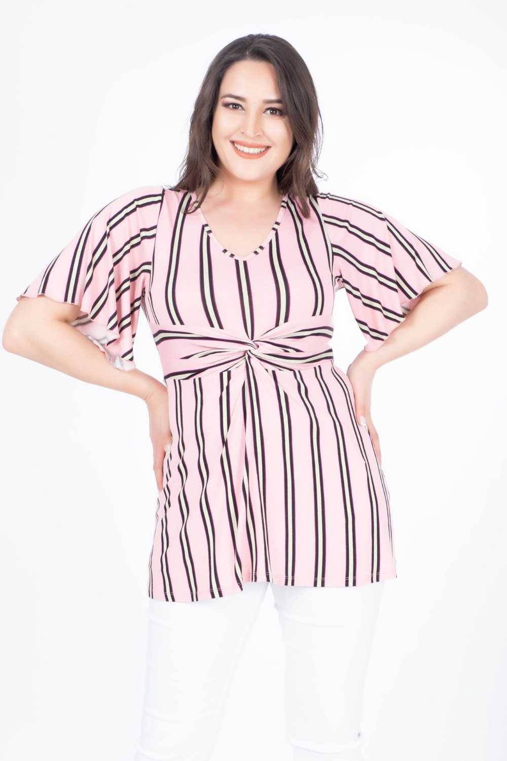 MYLINE-Düğüm Detaylı Pelerin Kol Bluz-Bluz-34536