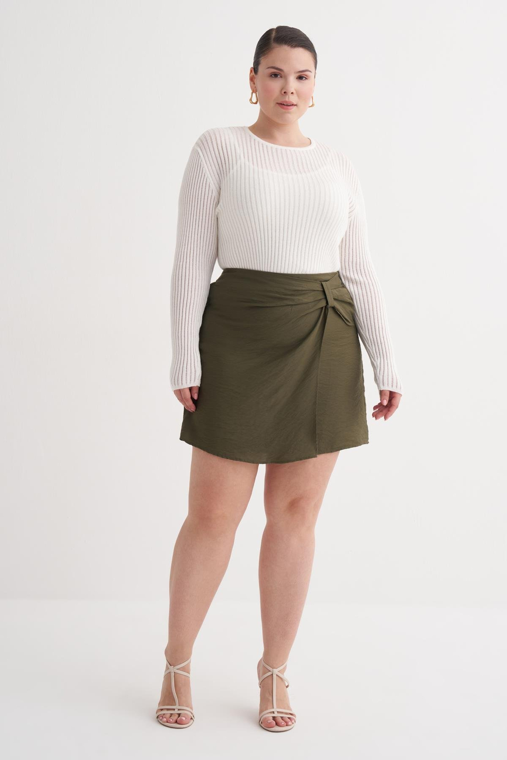 Myline-Düğüm Detaylı Şort Etek-Büyük Beden Etek-149889