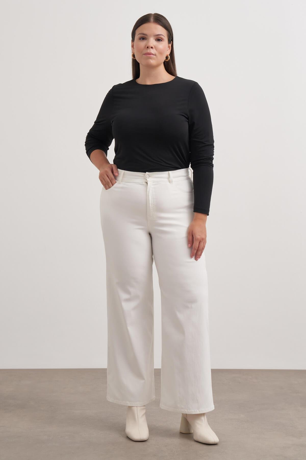 Myline-Düz Kesim Dokuma Pantolon-Büyük Beden Pantolon-139219