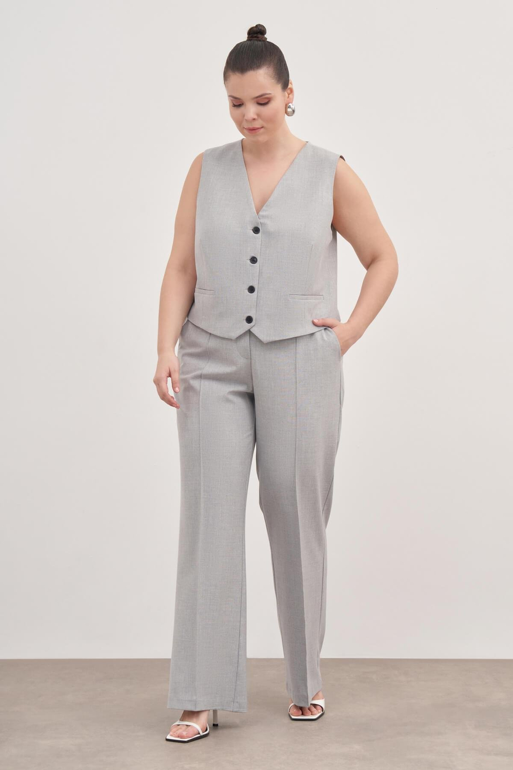 Myline-Düz Kesim Klasik Pantolon-Büyük Beden Pantolon-129018