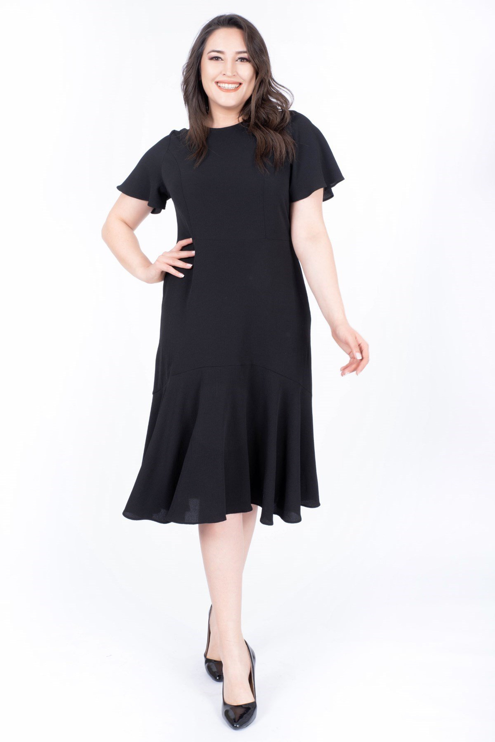 MYLINE-Eteği Volanlı Uzun Elbise-Elbise-34567