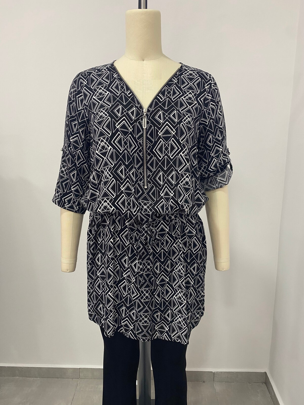 Myline-Fermuar Detaylı Tunik-Büyük Beden Outlet-66565