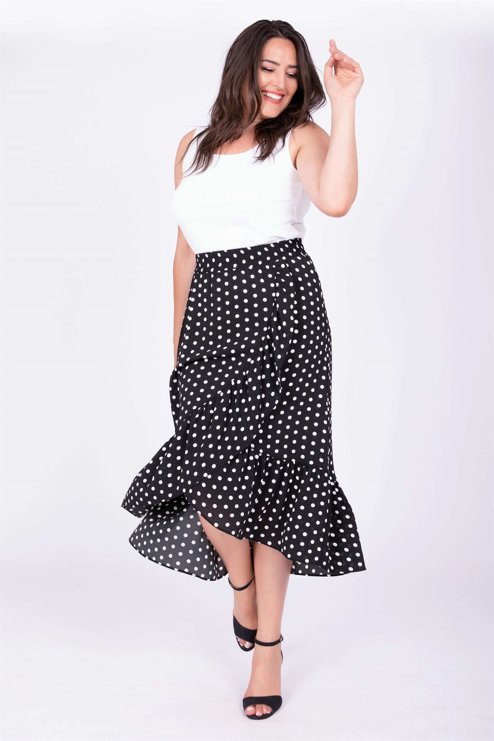 Myline-Fırfırlı Uzun Etek-Büyük Beden Etek-34838