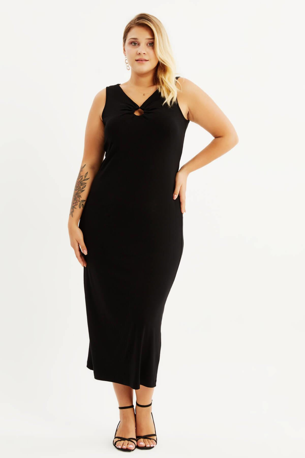 Myline-Halka Detay Kolsuz Penye Elbise-Büyük Beden Günlük Elbiseler-88021