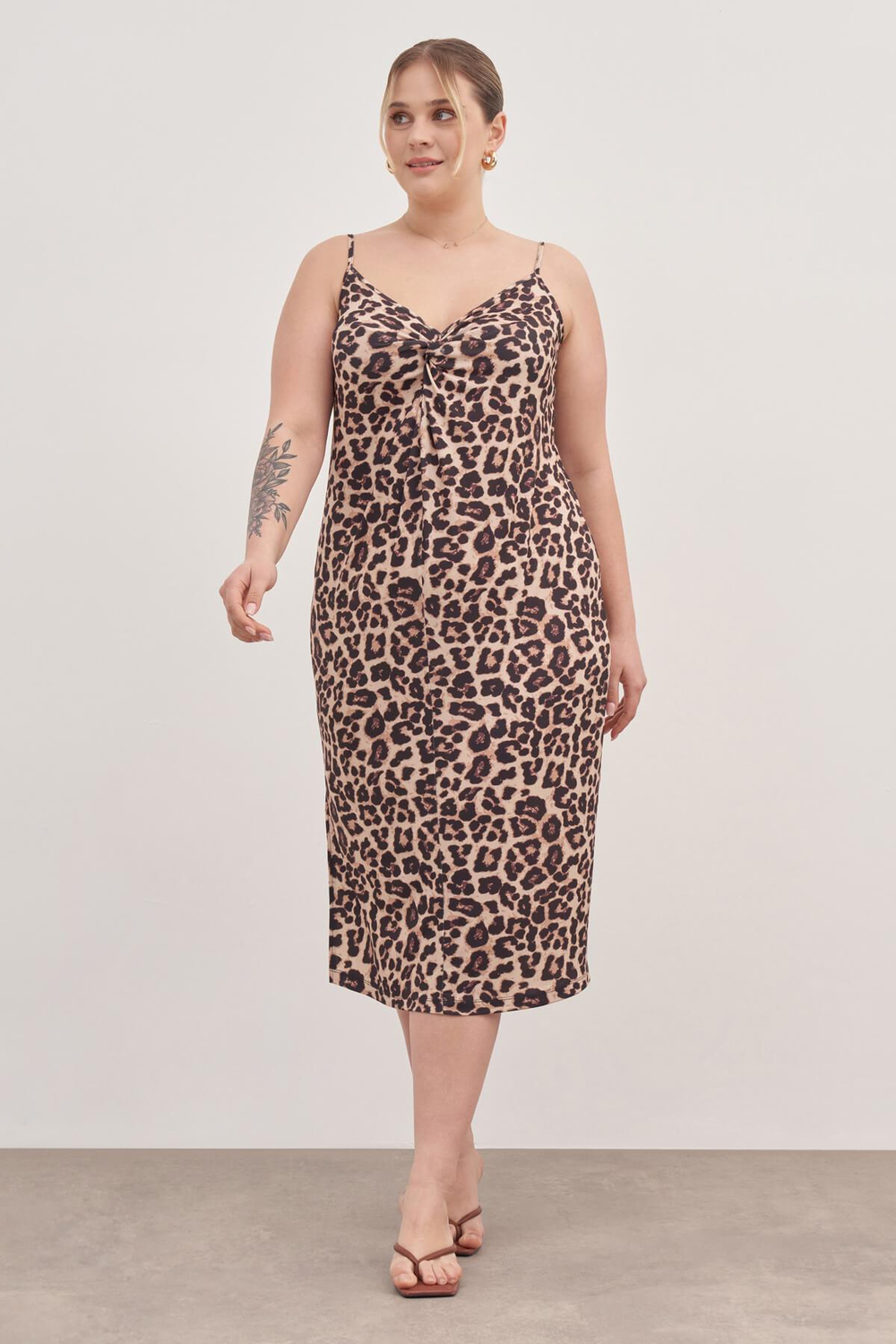 Myline-İp Askılı Düğümlü Elbise-Büyük Beden Günlük Elbiseler-128905