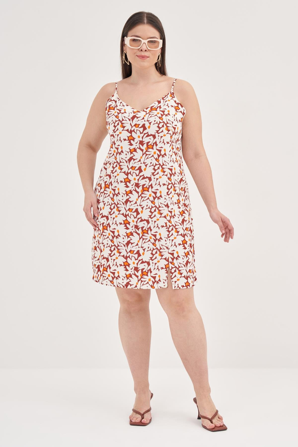 Myline-İp Askılı Yırtmaçlı Elbise-Büyük Beden Günlük Elbiseler-128820