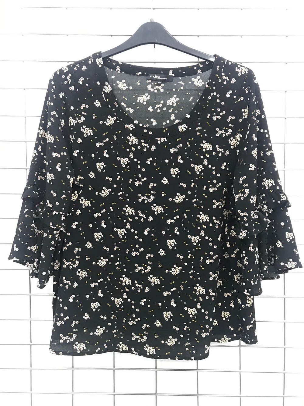 Myline-Kolları Volanlı Bluz-Büyük Beden Outlet-45964