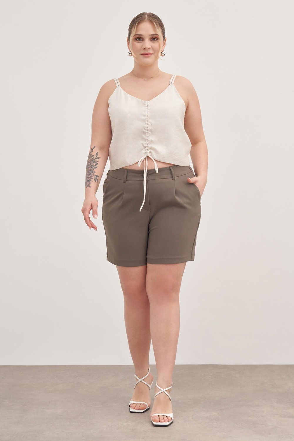 Myline-Pileli Cepli Şort-Büyük Beden Şort-128842